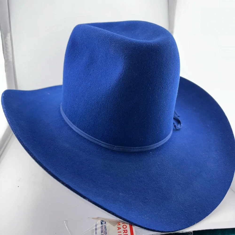 Vintage American Hat Makers Blue Cattleman Cowboy Hat Felt Size 6 7/8 - Picture 13 of 15